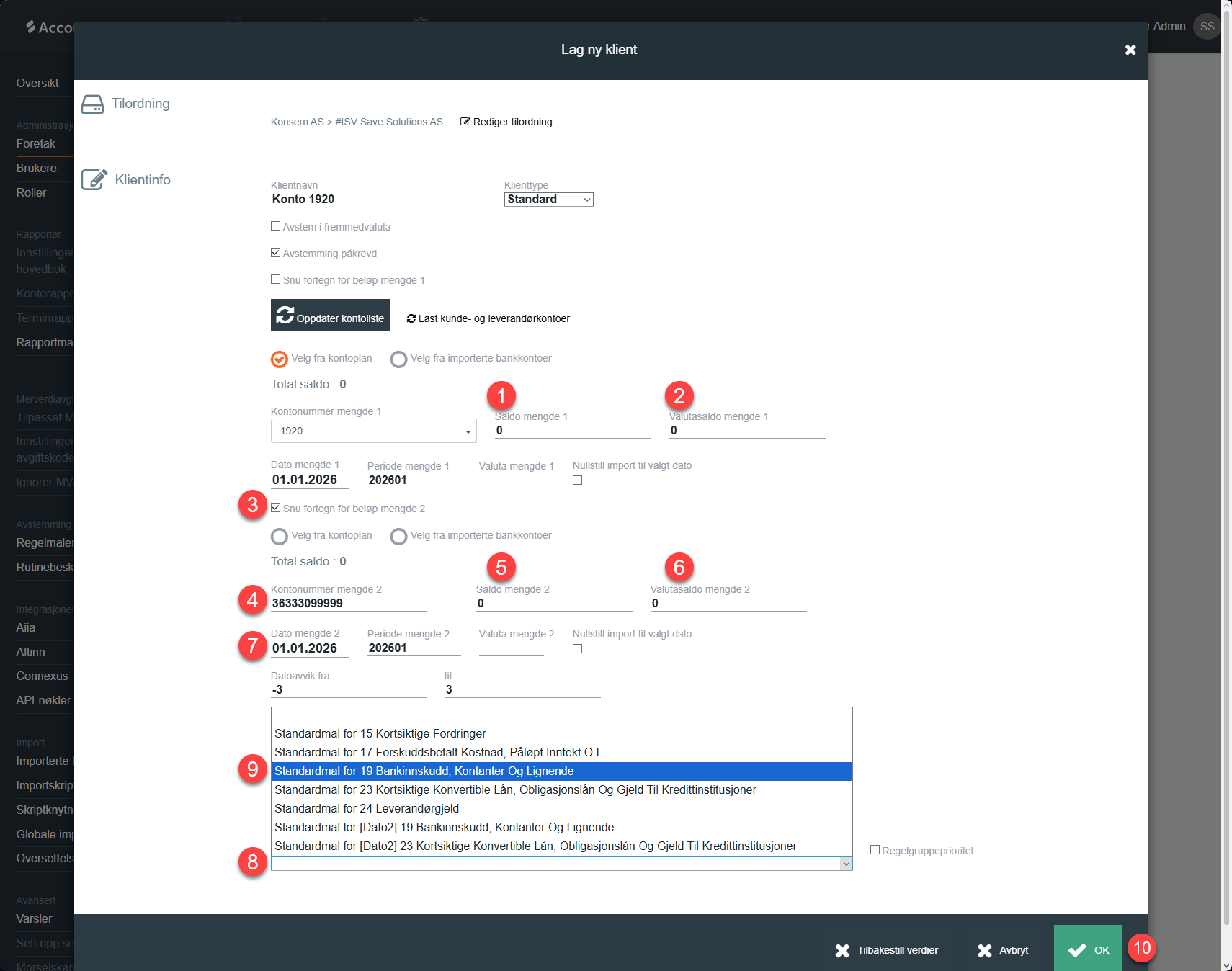 Definer oppstartssaldo