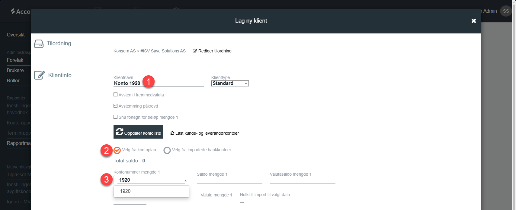 Fyll inn klientdetaljer